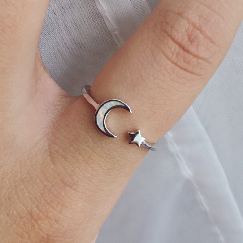 Sterling silver moon opal ring